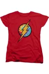 Gildan Dc Comics Flash Tie Dye Flash Logo Short Sleeve Women´s Tee / T-shirt In Red