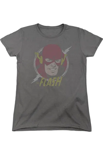 Gildan Dc Comics Flash Vintage Voltage Short Sleeve Womens Tee / T-shirt In Pink