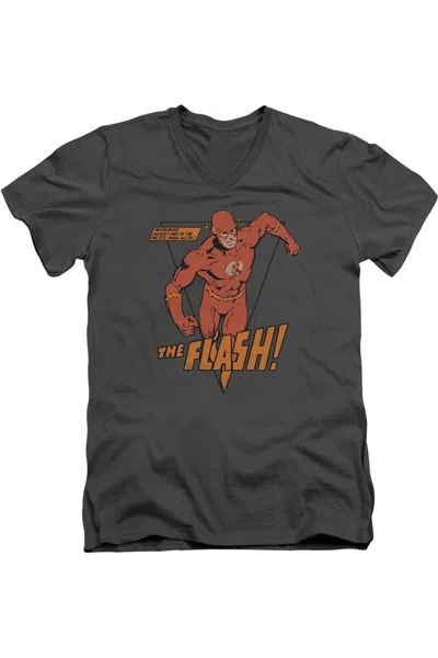 Gildan Dc Comics Flash Whirlwind Short Sleeve Adult V Neck Premium Cotton Tee / T-shirt In Pink
