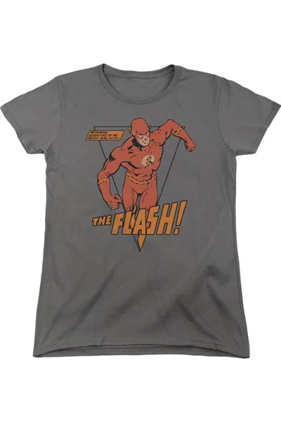 Gildan Dc Comics Flash Whirlwind Short Sleeve Womens Tee / T-shirt In Gray