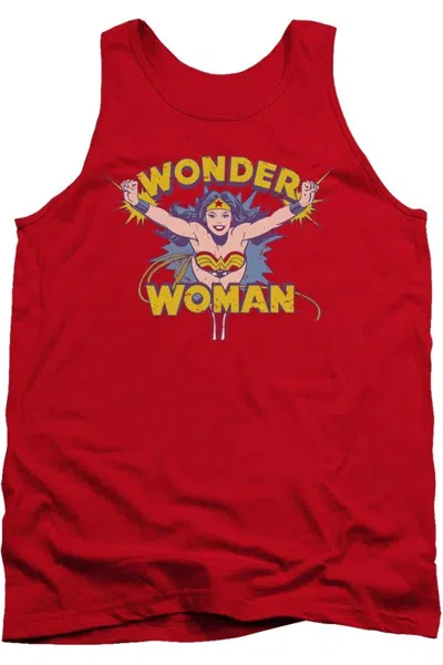Gildan Dc Comics Flying Through Adult Tank Top In Red