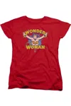 Gildan Dc Comics Flying Through Short Sleeve Womens Tee / T-shirt In Red