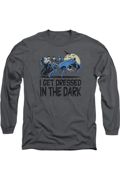 Gildan Dc Comics Get Dressed Long Sleeve Adult Tee / T-shirt In Gray