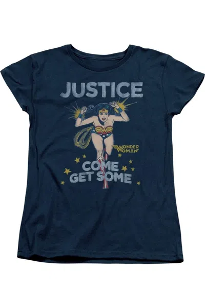 Gildan Dc Comics Get Some Short Sleeve Womens Tee / T-shirt In Blue