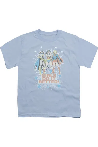 Gildan Kids' Dc Comics Girls Do It Better Short Sleeve Youth Tee / T-shirt In Blue