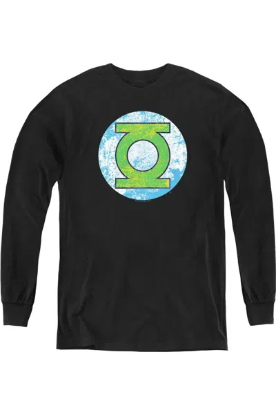 Gildan Kids' Dc Comics Gl Neon Distress Logo Youth Long Sleeve Tee / T-shirt In Black