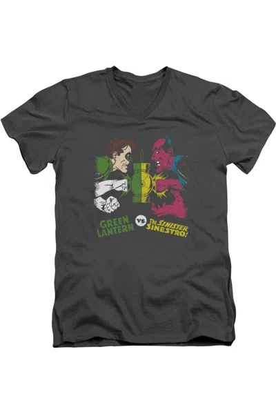 Gildan Dc Comics Gl Vs Sinestro Short Sleeve Adult V Neck Premium Cotton Tee / T-shirt In Pink