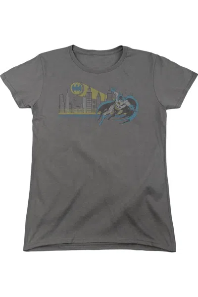 Gildan Dc Comics Gotham Retro Short Sleeve Womens Tee / T-shirt In Gray