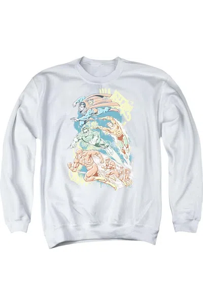 Gildan Dc Comics Halftone League Adult Crewneck Sweatshirt In White