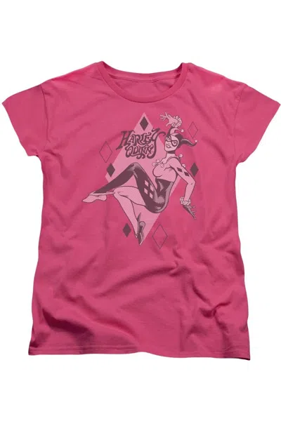 Gildan Dc Comics Harley Quinn Short Sleeve Womens Tee / T-shirt In Pink