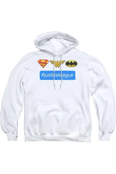 Gildan Dc Comics Hashtag Justice League Of America Adult Pull Over Hoodie / Hooded Sweatshirt In White