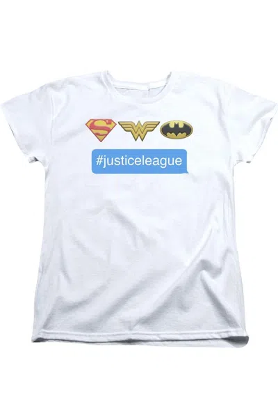 Gildan Dc Comics Hashtag Justice League Of America Short Sleeve Womens Tee / T-shirt In White