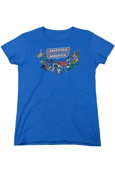 Gildan Dc Comics Here They Come Short Sleeve Womens Tee / T-shirt In Blue