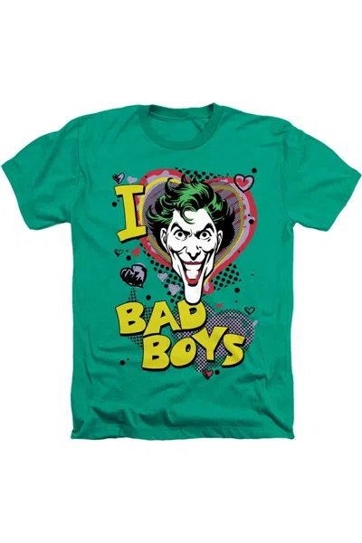Gildan Dc Comics I Heart Bad Boys 2 Adult Heather Tee / T-shirt In Green