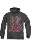 Gildan Dc Comics I Heart Bad Boys Adult Heather Hoodie / Hooded Sweatshirt In Black