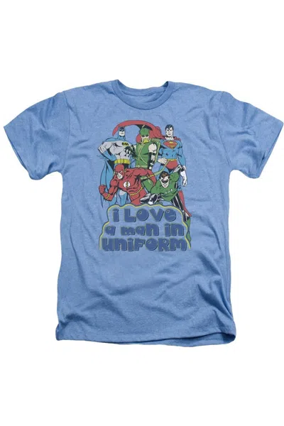 Gildan Dc Comics I Love A Man In Uniform Adult Heather Tee / T-shirt In Blue