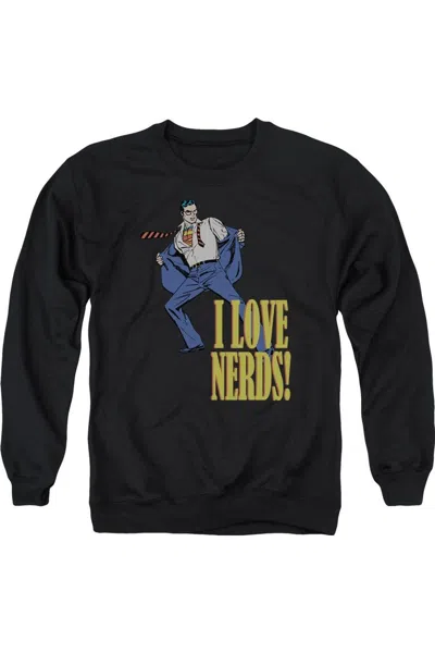 Gildan Dc Comics I Love Nerds Adult Crewneck Sweatshirt In Black
