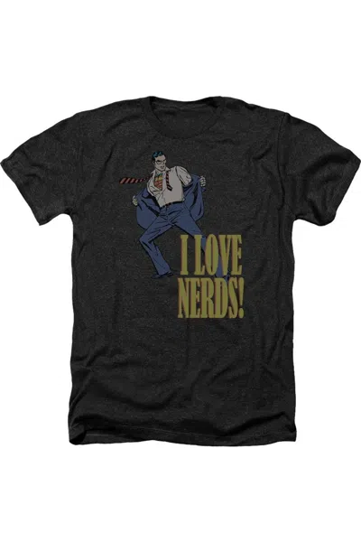 Gildan Dc Comics I Love Nerds Adult Heather Tee / T-shirt In Black