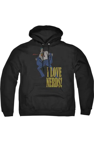 Gildan Dc Comics I Love Nerds Adult Pull Over Hoodie / Hooded Sweatshirt In Black