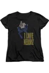 Gildan Dc Comics I Love Nerds Short Sleeve Womens Tee / T-shirt In Black