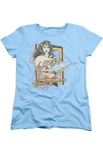 Gildan Dc Comics Invisible Jet Short Sleeve Womens Tee / T-shirt In Blue