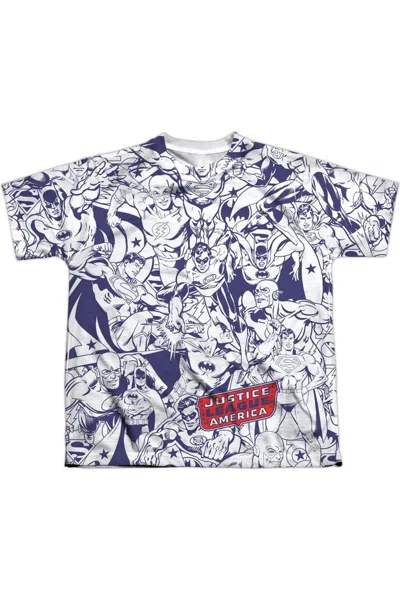 Gildan Kids' Dc Comics Justice All Around Short Sleeve Youth Poly Crew Tee / T-shirt In Multi