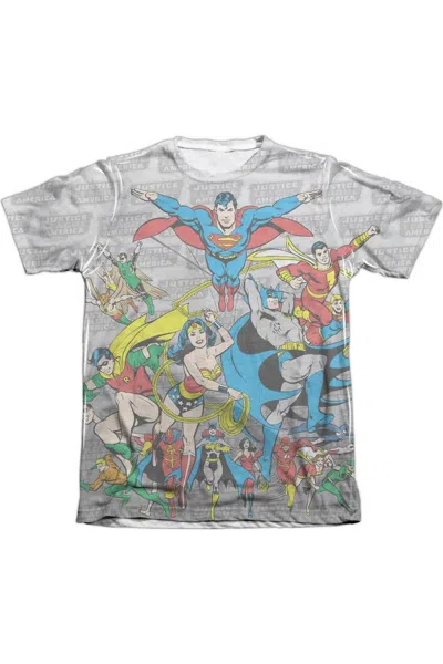 Gildan Dc Comics Justice League Assemble Adult 65/35 Poly/cotton Short Sleeve Tee / T-shirt In White