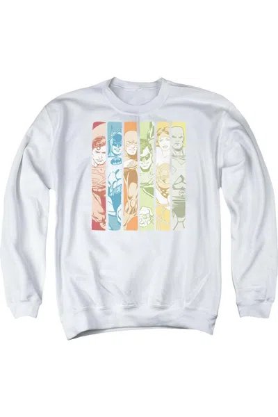 Gildan Dc Comics Justice League Columns Adult Crewneck Sweatshirt In White