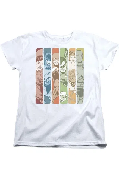 Gildan Dc Comics Justice League Columns Short Sleeve Womens Tee / T-shirt In White