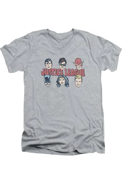 Gildan Dc Comics Justice Lineup Short Sleeve Adult V Neck Premium Cotton Tee / T-shirt In Multi