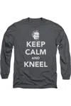 Gildan Dc Comics Keep Calm And Kneel Long Sleeve Adult Tee / T-shirt In Black