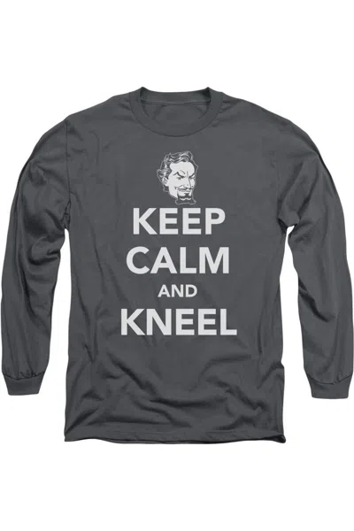 Gildan Dc Comics Keep Calm And Kneel Long Sleeve Adult Tee / T-shirt In Black