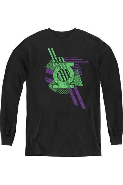 Gildan Kids' Dc Comics Lantern Shapes Youth Long Sleeve Tee / T-shirt In Black