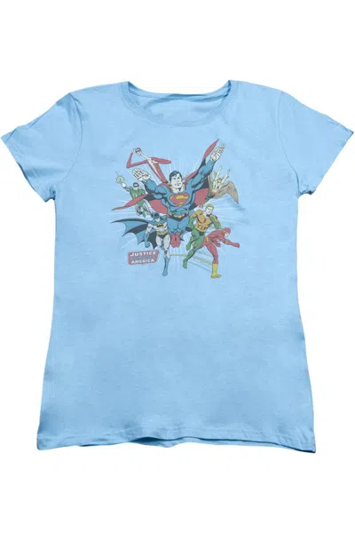 Gildan Dc Comics Lead The Charge Short Sleeve Womens Tee / T-shirt In Blue