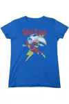 Gildan Dc Comics Lets Fly Short Sleeve Womens Tee / T-shirt In Blue