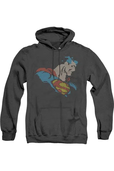 Gildan Dc Comics Lite Brite Superman Adult Heather Hoodie / Hooded Sweatshirt In Black