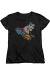 Gildan Dc Comics Lite Brite Superman Short Sleeve Womens Tee / T-shirt In Black