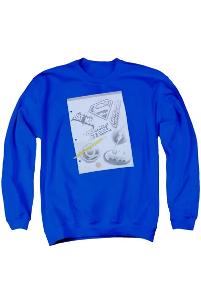 Gildan Dc Comics Logo Note Paper Adult Crewneck Sweatshirt In Blue