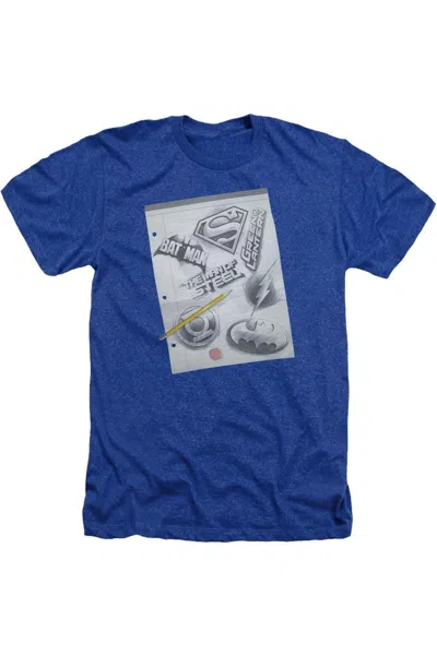 Gildan Dc Comics Logo Note Paper Adult Heather Tee / T-shirt In Blue