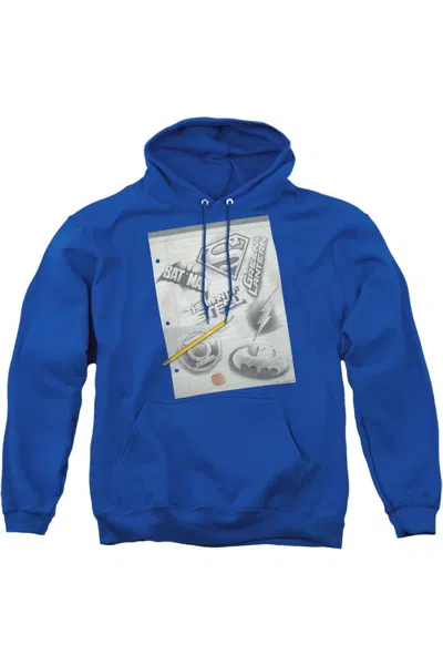 Gildan Dc Comics Logo Note Paper Adult Pull Over Hoodie / Hooded Sweatshirt In Blue