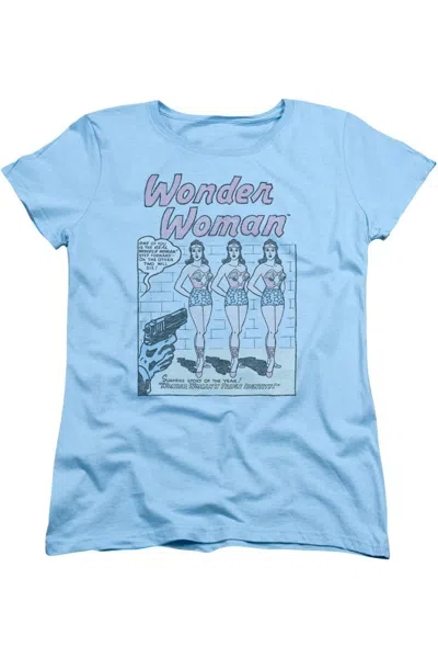Gildan Dc Comics Multiple Wonder Woman Short Sleeve Womens Tee / T-shirt In Blue
