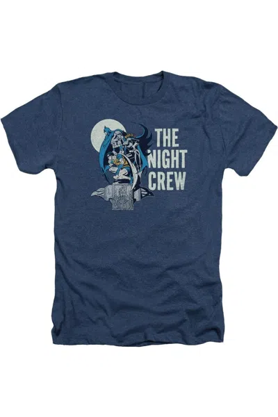 Gildan Dc Comics Night Crew Adult Heather Tee / T-shirt In Blue