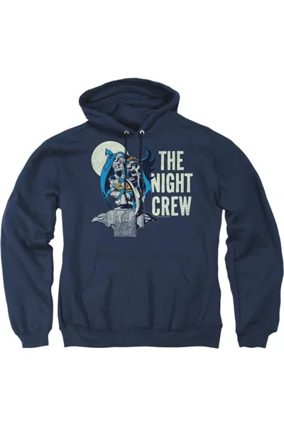 Gildan Dc Comics Night Crew Adult Pull Over Hoodie / Hooded Sweatshirt In Blue