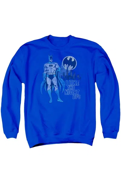 Gildan Dc Comics Night Life Adult Crewneck Sweatshirt In Blue