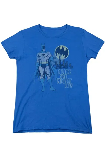 Gildan Dc Comics Night Life Short Sleeve Womens Tee / T-shirt In Blue