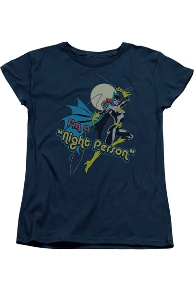 Gildan Dc Comics Night Person Short Sleeve Womens Tee / T-shirt In Blue