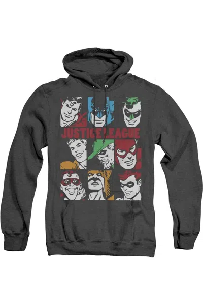 Gildan Dc Comics Nine Blocks Of Justice Adult Heather Hoodie / Hooded Sweatshirt In Black