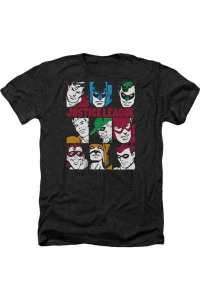 Gildan Dc Comics Nine Blocks Of Justice Short Sleeve Adult V Neck Tee / T-shirt In Black