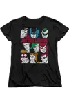 Gildan Dc Comics Nine Blocks Of Justice Short Sleeve Womens Tee / T-shirt In Black