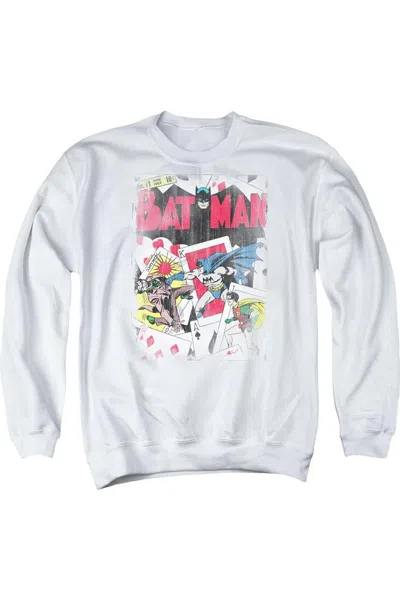 Gildan Dc Comics Number 11 Distressed Adult Crewneck Sweatshirt In White